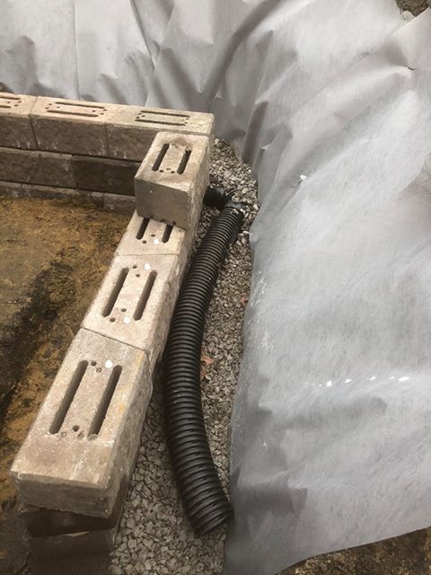 Perforated drain tile and filter fabric ready to be set