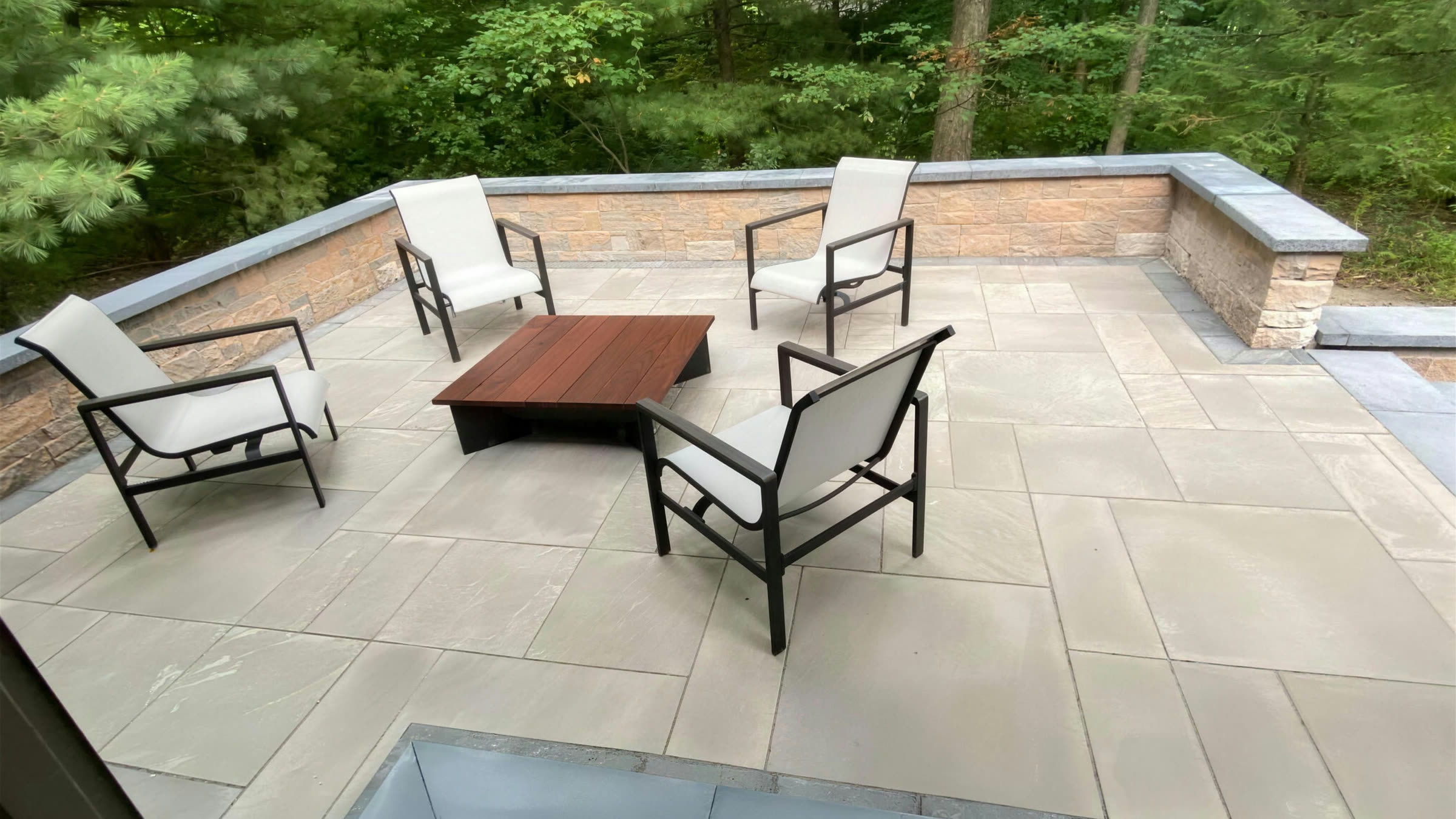 Bluestone patio with outdoor furniture
